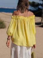 Ruffled Off-Shoulder Solid Fashion Blouse image 2