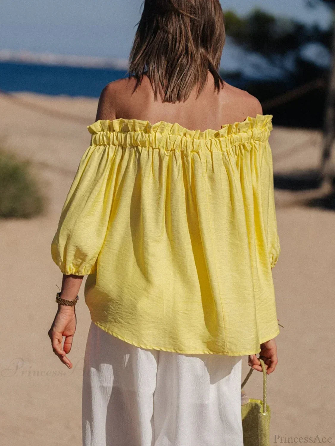 Ruffled Off-Shoulder Solid Fashion Blouse image 2