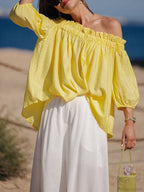 Ruffled Off-Shoulder Solid Fashion Blouse image 3