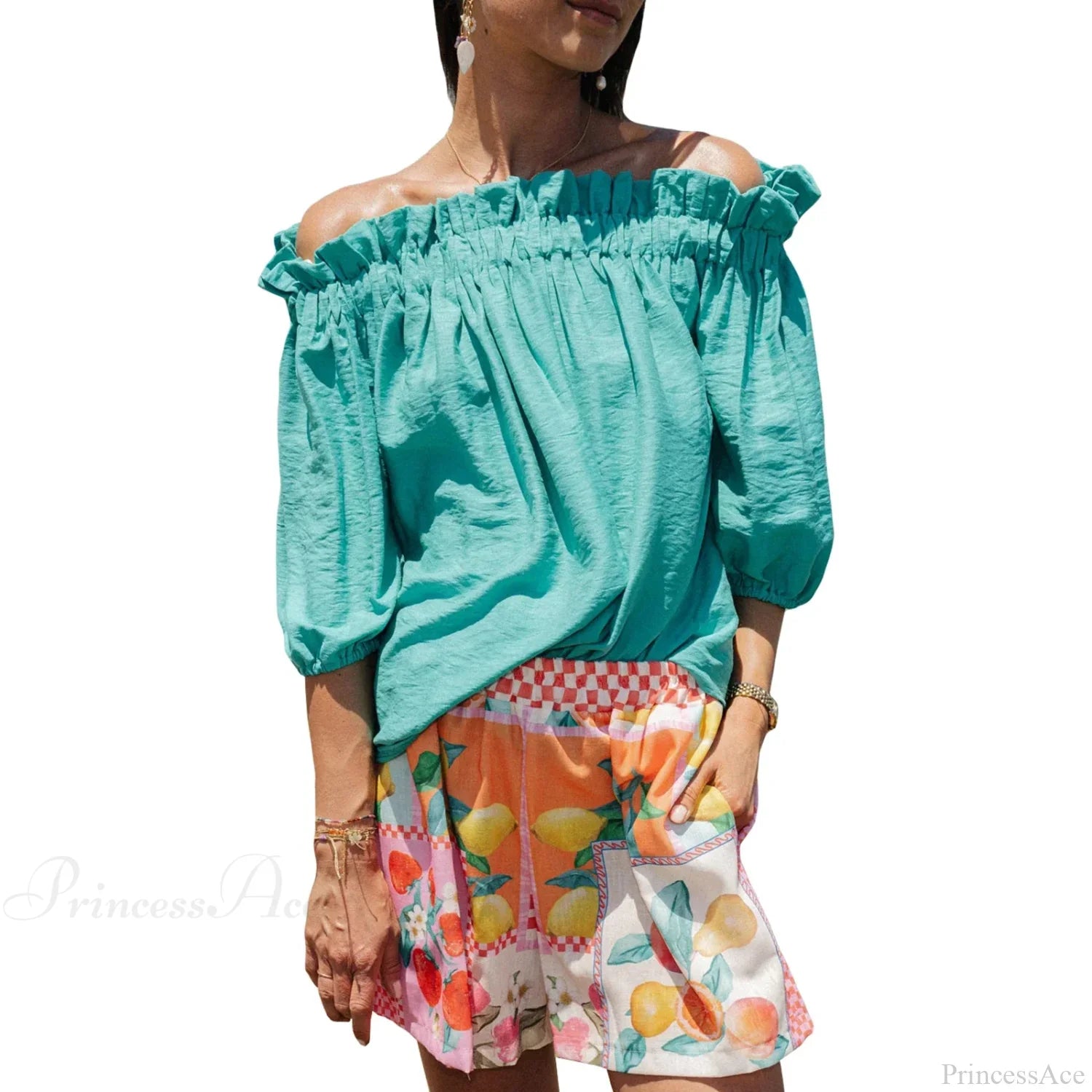 Ruffled Off-Shoulder Solid Fashion Blouse image 7