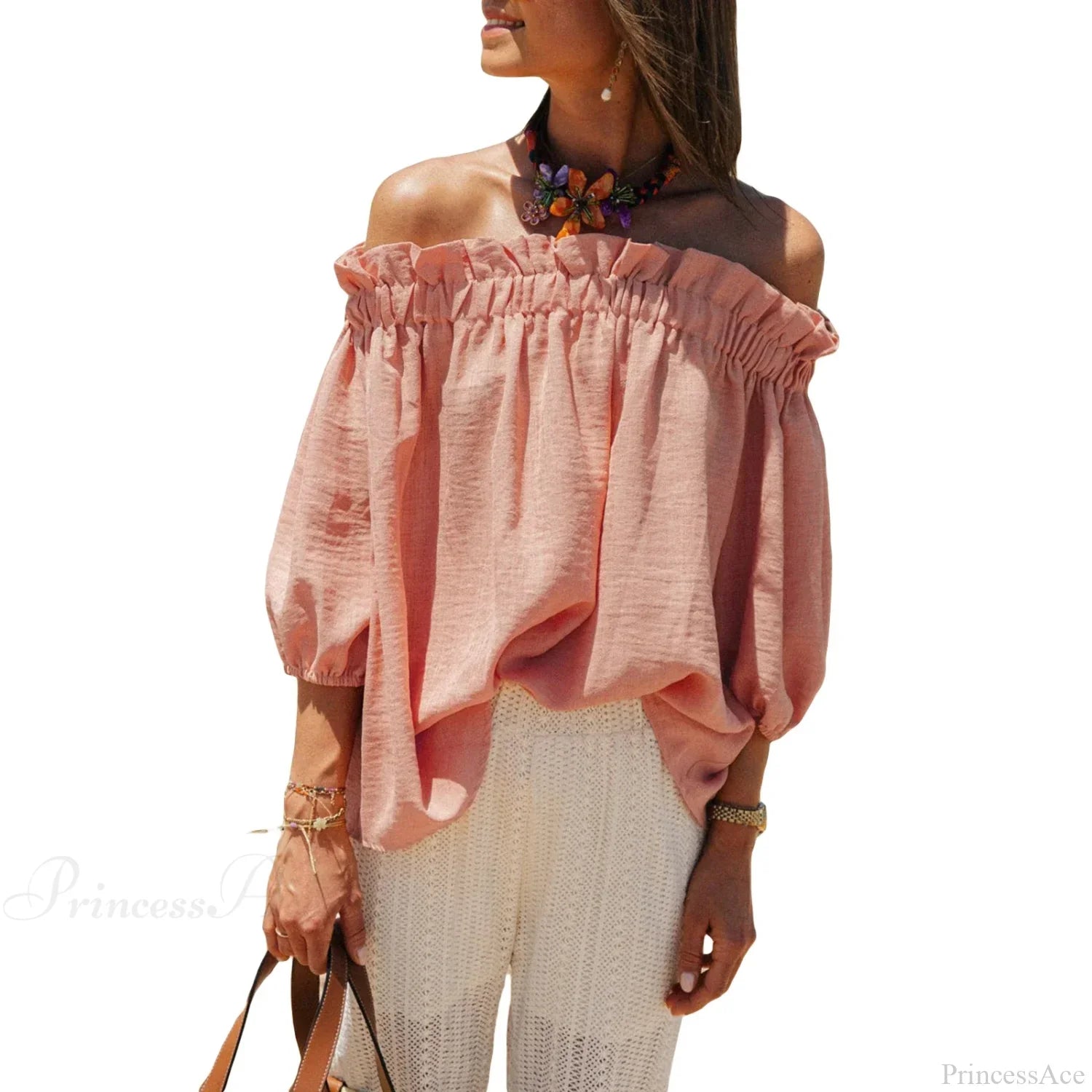 Ruffled Off-Shoulder Solid Fashion Blouse image 6