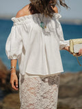 Ruffled Off-Shoulder Solid Fashion Blouse image 4