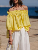 Ruffled Off-Shoulder Solid Fashion Blouse image 1