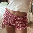 Ruffled Plaid Elastic Waist Short image 1