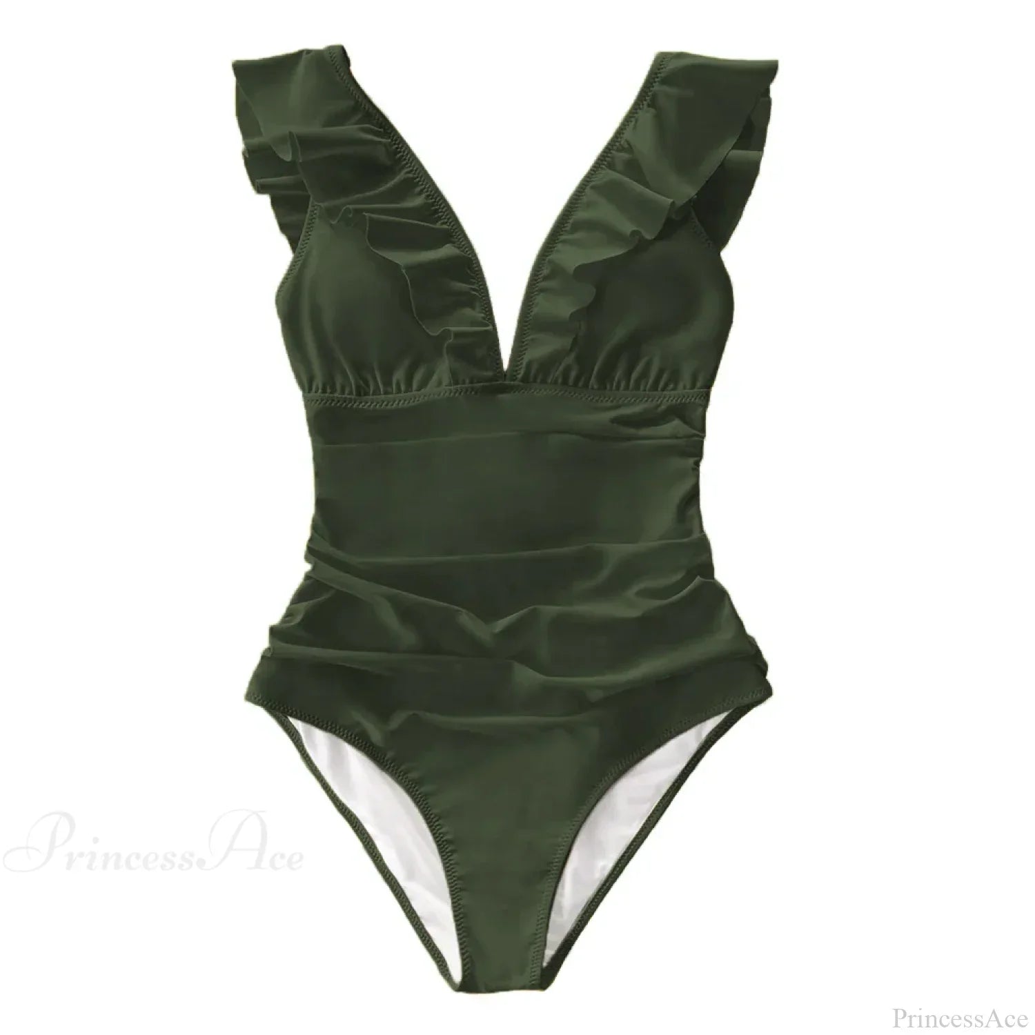 Ruffled V-neck Lace Up Monokini One Piece Set image 2