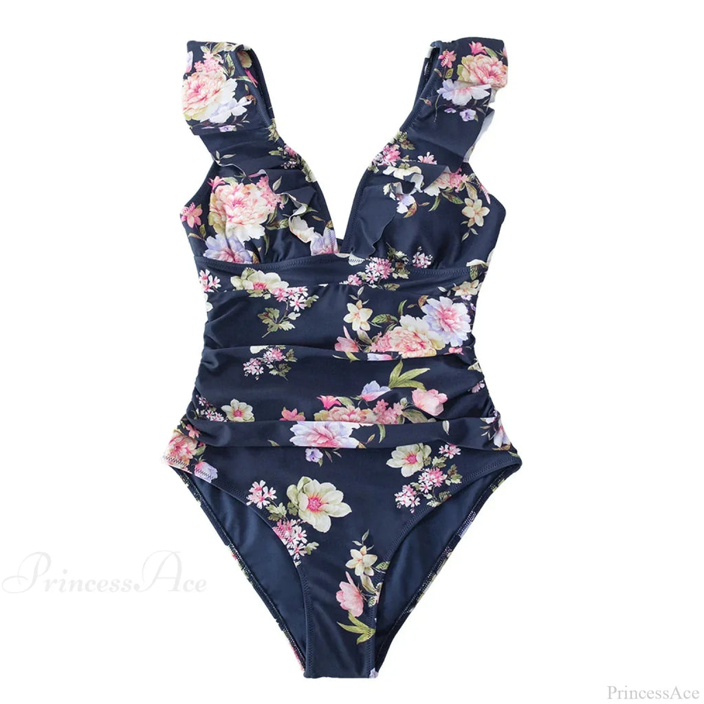 Ruffled V-neck Lace Up Monokini One Piece Set image 12