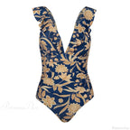 Ruffled V-neck Lace Up Monokini One Piece Set image 14