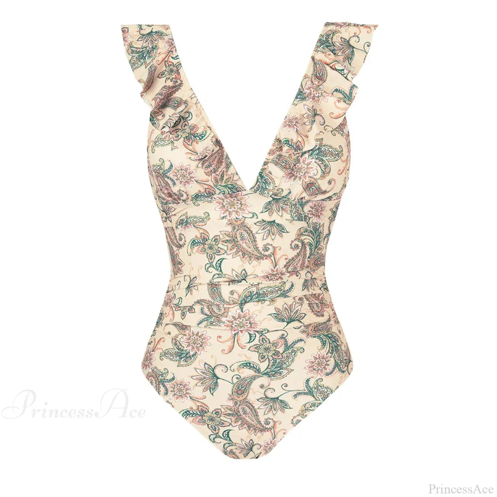 Ruffled V-neck Lace Up Monokini One Piece Set image 15