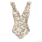 Ruffled V-neck Lace Up Monokini One Piece Set image 15