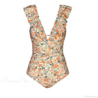 Ruffled V-neck Lace Up Monokini One Piece Set image 16