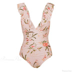 Ruffled V-neck Lace Up Monokini One Piece Set image 17