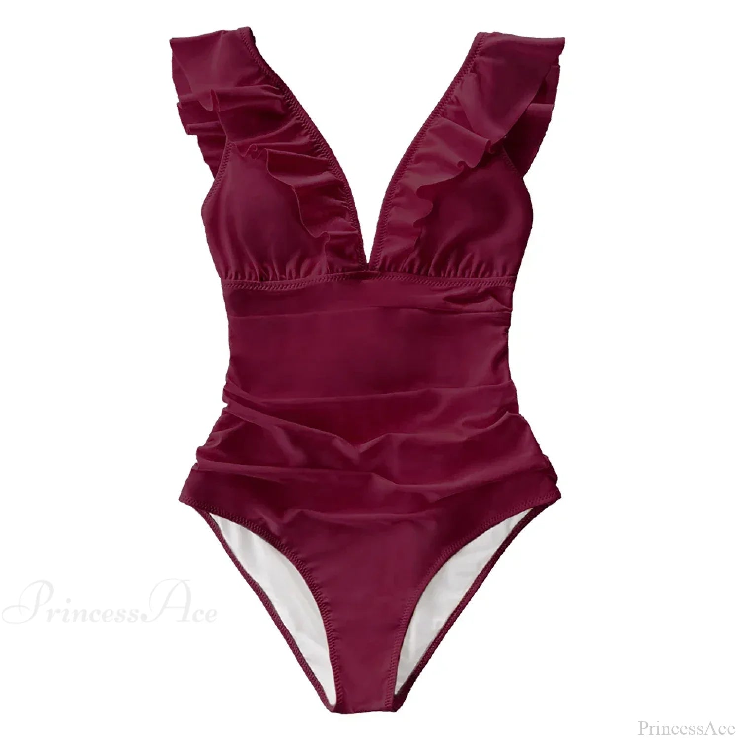 Ruffled V-neck Lace Up Monokini One Piece Set image 3
