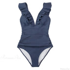 Ruffled V-neck Lace Up Monokini One Piece Set image 4