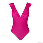 Ruffled V-neck Lace Up Monokini One Piece Set image 5