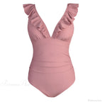 Ruffled V-neck Lace Up Monokini One Piece Set image 7