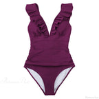 Ruffled V-neck Lace Up Monokini One Piece Set image 8