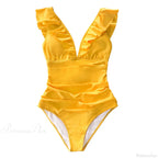 Ruffled V-neck Lace Up Monokini One Piece Set image 10