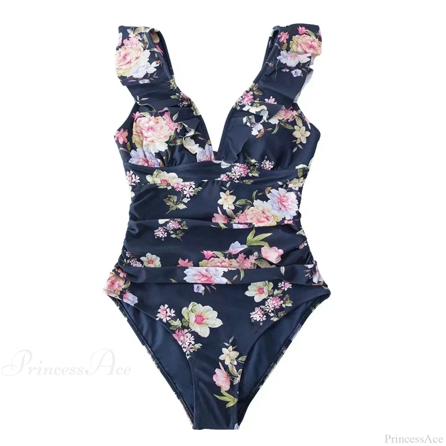 Ruffled V-neck Lace Up One Piece Set image 5