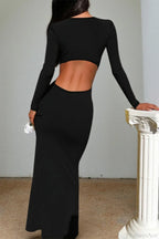 Ruffled V Neck Tie Long Sleeve Maxi Dress image 5