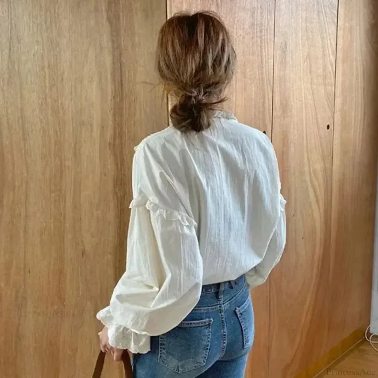 Ruffled Vintage Solid Long Sleeve Bow Blouse image 4