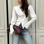Ruffled White Long Sleeve Blouse image 6