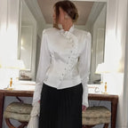 Ruffled White Long Sleeve Blouse image 4