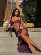 Ruffles Flower Print Three Piece Swimsuit image 3