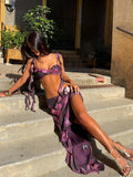 Ruffles Flower Print Three Piece Swimsuit image 5