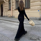 Ruffles Frill Round Neck Long Sleeve Maxi Dress image 4