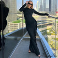 Ruffles Frill Round Neck Long Sleeve Maxi Dress image 1