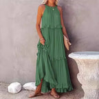 Ruffles Sexy Split Halter Sleeveless Big Hem Maxi Boho Dress image 3