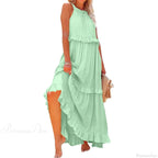 Ruffles Sexy Split Halter Sleeveless Big Hem Maxi Boho Dress image 17
