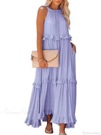Ruffles Sexy Split Halter Sleeveless Big Hem Maxi Boho Dress image 10