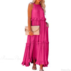 Ruffles Sexy Split Halter Sleeveless Big Hem Maxi Boho Dress image 16