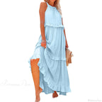 Ruffles Sexy Split Halter Sleeveless Big Hem Maxi Boho Dress image 15