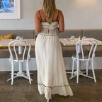 Ruffles Tie-Up Crop Top A-line Maxi Skirt Two Pieces Set image 3