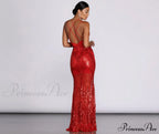 Salma Formal Sequin Charming Scroll Print Dress image 3
