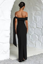 Sash Off Shoulder Split Slim Fitted Maxi Dress image 4