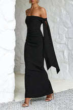 Sash Off Shoulder Split Slim Fitted Maxi Dress image 3