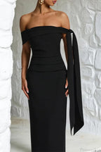 Sash Off Shoulder Split Slim Fitted Maxi Dress image 2