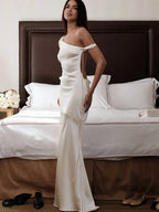 Satin Backless Bandage Maxi Vacation Dress image 2