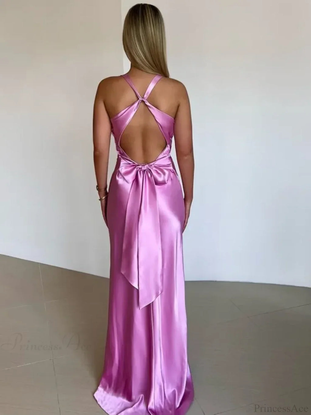 Satin Backless Ruched Vacation Dress image 5