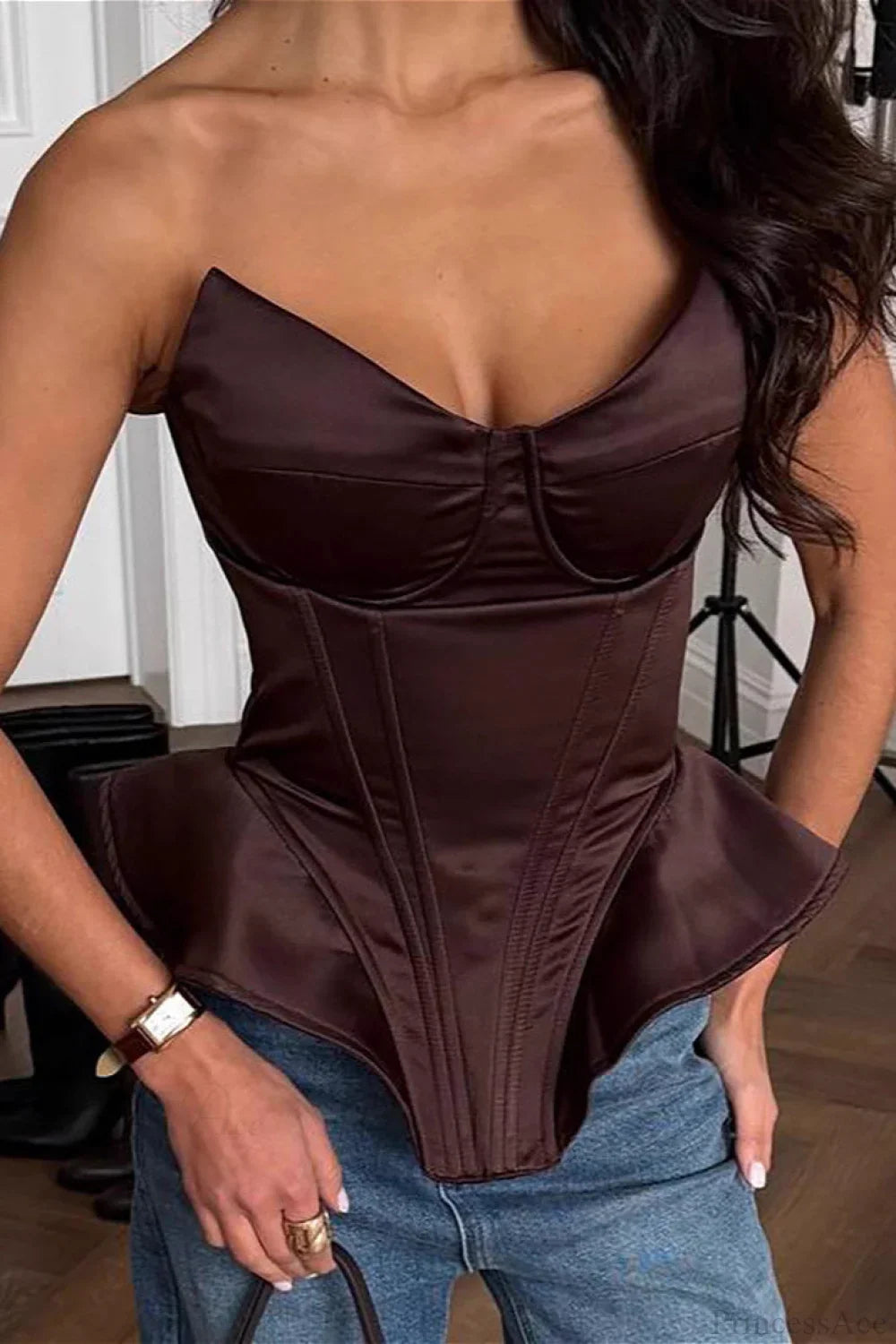 Satin Boned Fitted Bustier Corset image 4