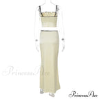 Satin Bow Cami Crop Graceful Top And Maxi Skirt Set image 9