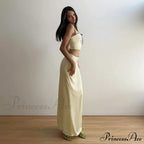 Satin Bow Cami Crop Graceful Top And Maxi Skirt Set image 11