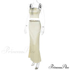 Satin Bow Cami Crop Graceful Top And Maxi Skirt Set image 8