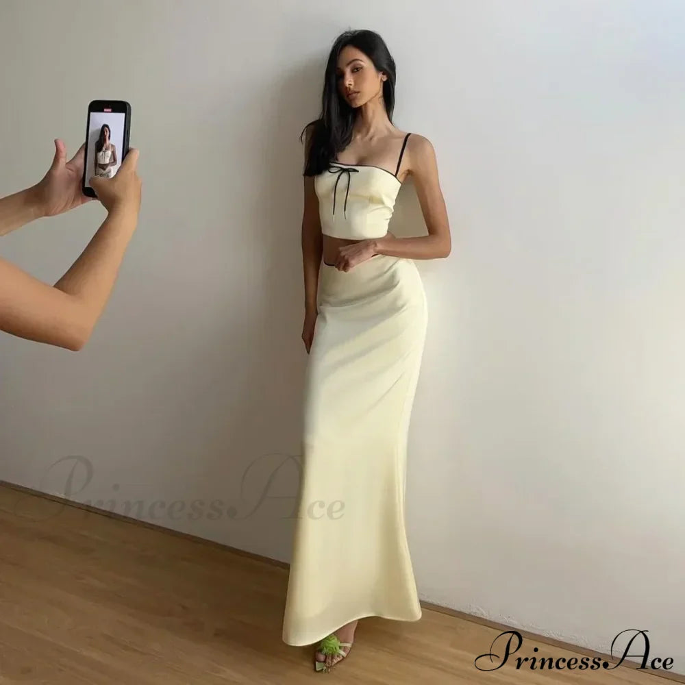 Satin Bow Cami Crop Graceful Top And Maxi Skirt Set image 3