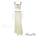 Satin Bow Cami Crop Graceful Top And Maxi Skirt Set image 7