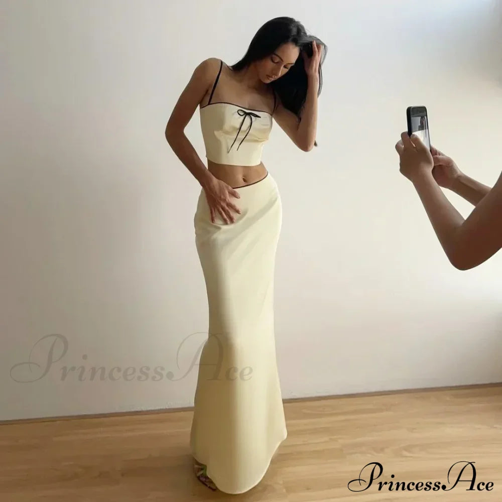 Satin Bow Cami Crop Graceful Top And Maxi Skirt Set image 10