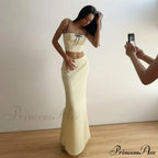 Satin Bow Cami Crop Graceful Top And Maxi Skirt Set image 10